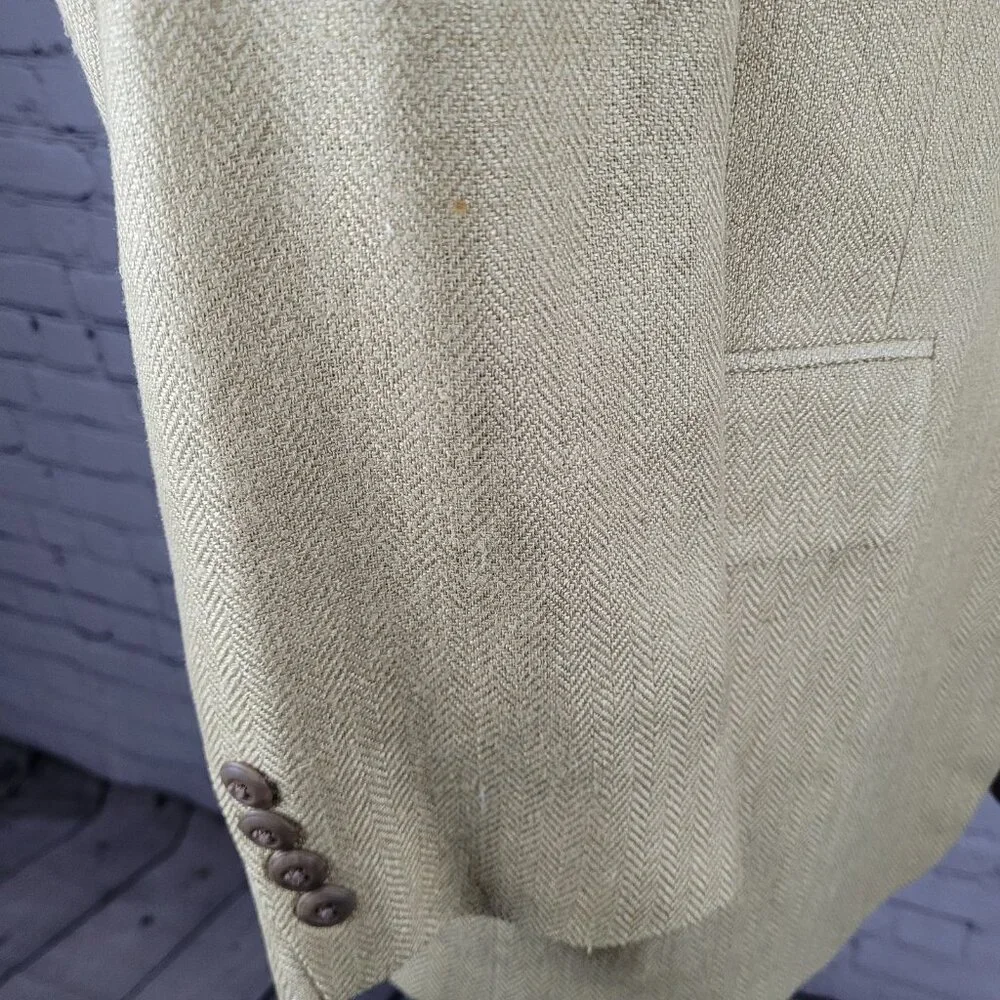 Bachrach Gold 100% Silk Herringbone 3 Button Notch Blazer Sport Coat 42L
